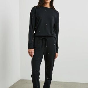 Rails Black Jogger Pants with Gold Star Embroidery